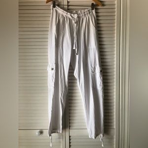 White cotton cargo pants